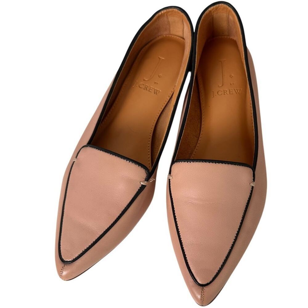 J. Crew Factory Blush Pink Pointed Toe Loafers with Black Trim